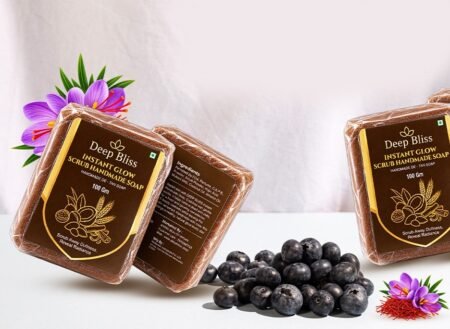 Deep Bliss Instant Glow De-Tan Scrub Handmade Soap (Pack of 3, 100g each)